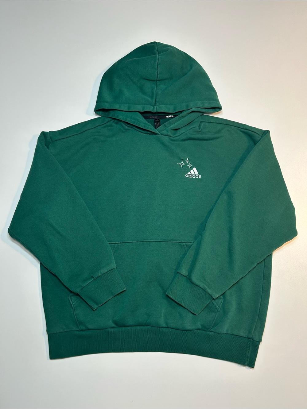 Adidas Bluv Q3 Scribble Star Embroidery Fleece Pullover Hoodie Green